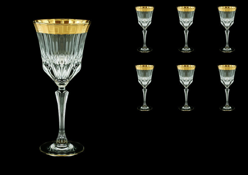 Crystal Wine Glasses In Antique Golden Classic Greek Key-6Pc. Set-150ml