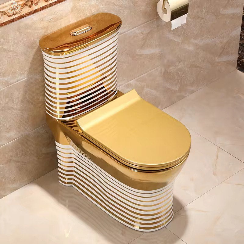 Luxury Modern Bathroom Toilet Gold White Dual Flush Floor Mounted