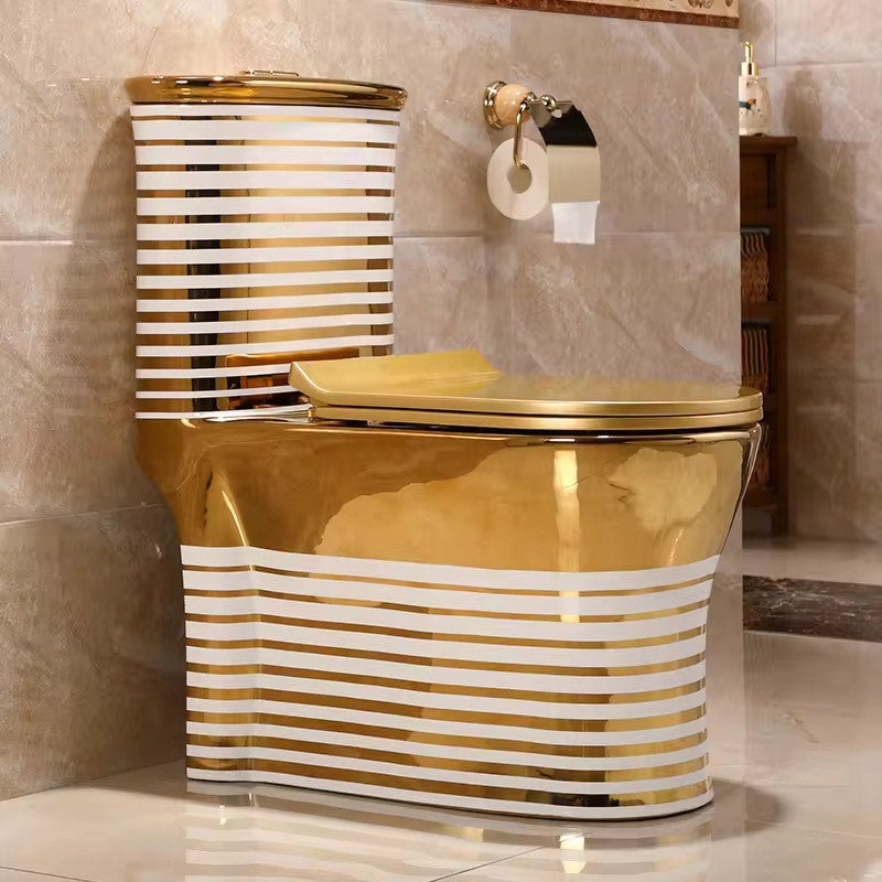 Luxury Modern Bathroom Toilet Gold White Dual Flush Floor Mounted