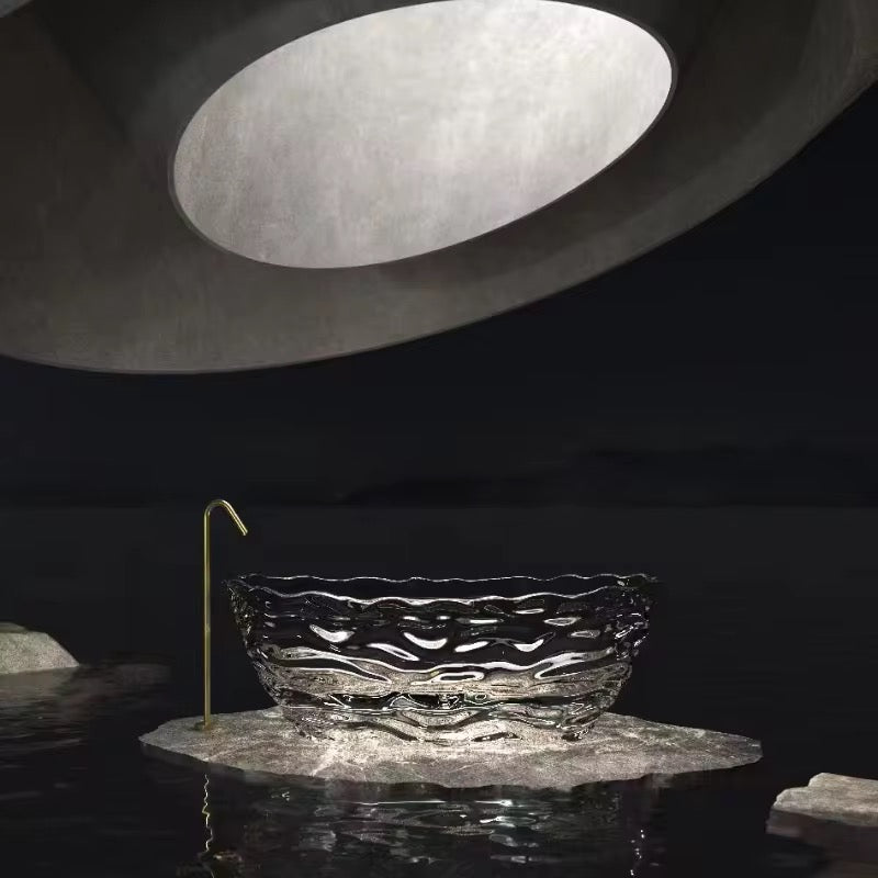 Luxury Freestanding Bathtub Solid Surface Resin Artificial Stone Clear Transparent Modern Bathtub