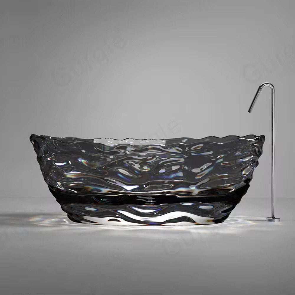 Luxury Freestanding Bathtub Solid Surface Resin Artificial Stone Clear Transparent Modern Bathtub