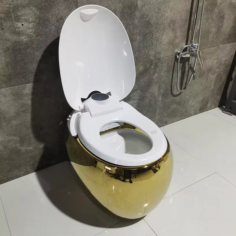 Luxury Intelligent Toilet Seat Commode Gold Futuristic Design Gold Electroplated