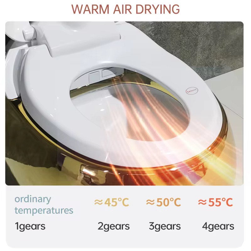Luxury Intelligent Toilet Seat Commode Gold Futuristic Design Gold Electroplated