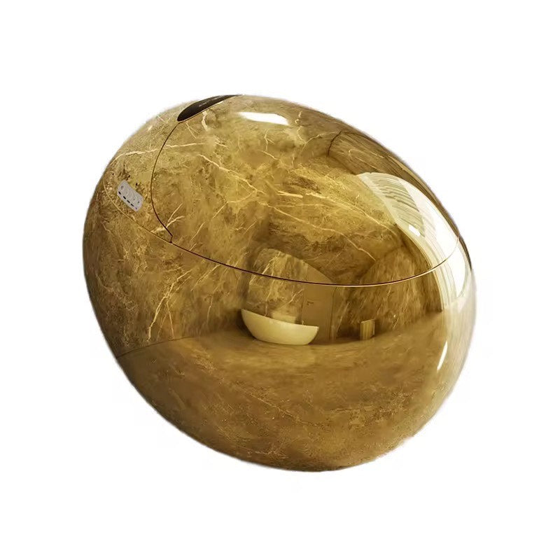 Luxury Modern Floor Mounted Intelligent Toilet Commode Golden Egg Shape Gold Plated