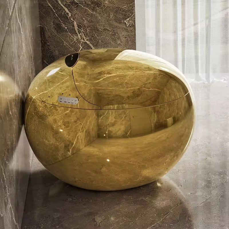 Luxury Modern Floor Mounted Intelligent Toilet Commode Golden Egg Shape Gold Plated