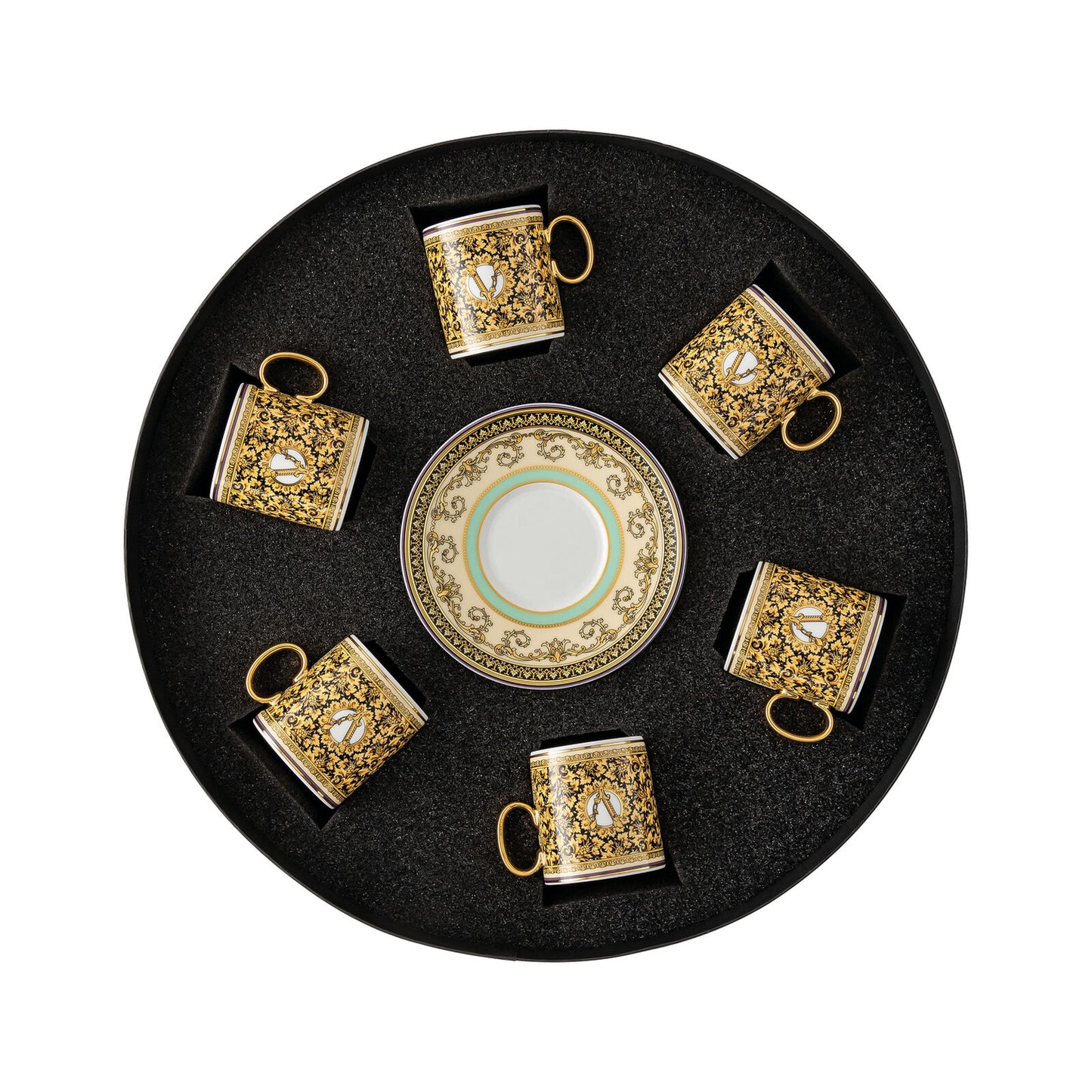Versace Barocco Mosaic Espresso Cup & Saucer Set For 6