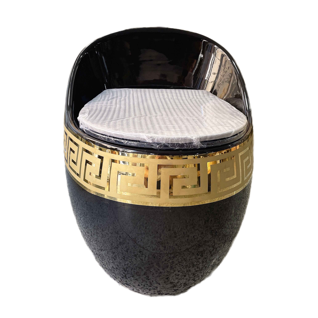 Luxury Bathroom Golden WC Toilets Ceramic Sanitary Ware Egg Shape Black Gold Toilet