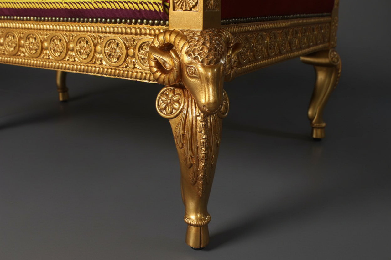 Sofa 3-Seater Ram's Head Covered In Versace Zahara Leopard Brown Fabric