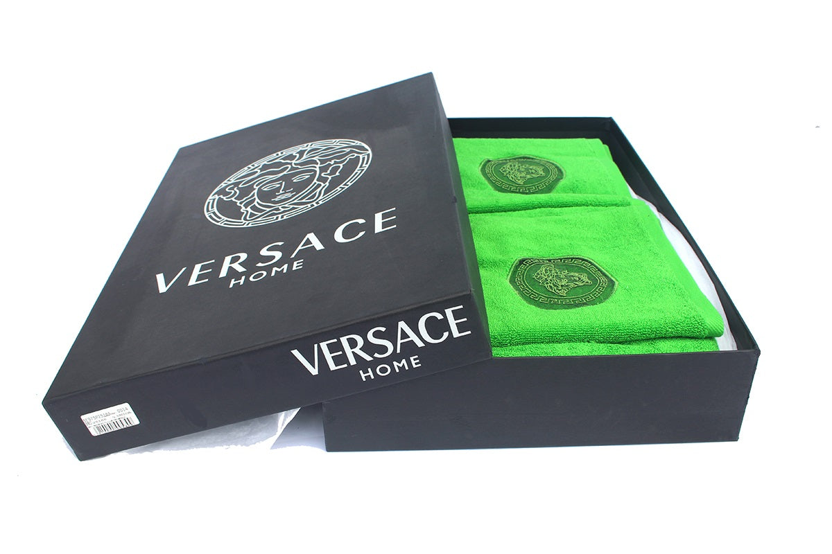 Versace Medusa Green - 5-Piece Towel Set -1Bath 2Face 2 Hand Towels