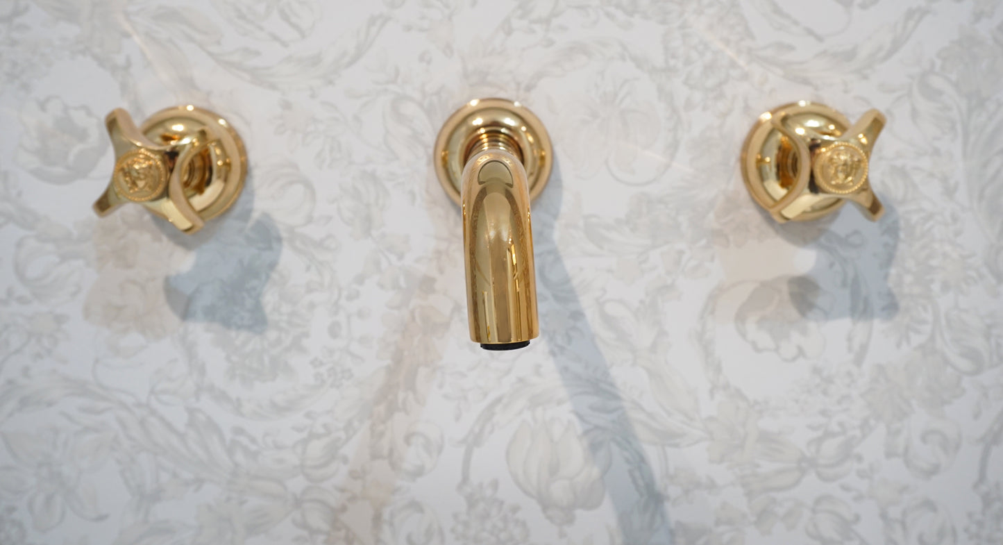 Versace 3-Hole Washbasin Wall Set Gold