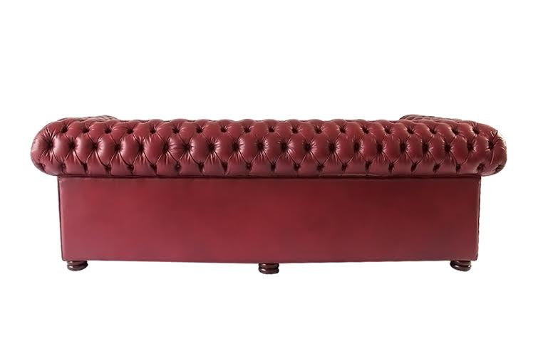 Chesterfield 3-Seater Sofa in Burgundy Genuine Leather