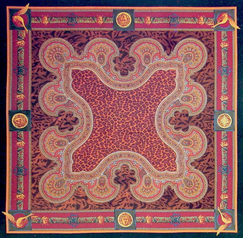 Versace Vintage Medusa & Leopard Print Red Fabric Panel 140cm x 140cm