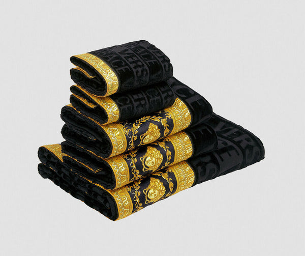 Versace Gold And Black Signature Baroque Bathroom Accessories Set - REVER  LAVIE