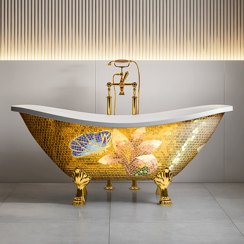 Free Standing Classic Claw Footed Luxury Bathtub In Glass Mosaic