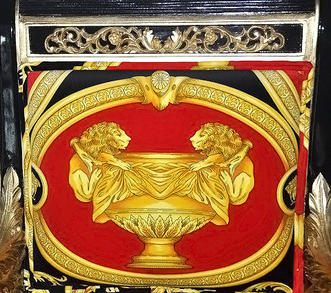 Breakfast Dining Custom Vanitas Round Table Set For 6 - Armchair in Versace Red Double Lion Velvet Fabric