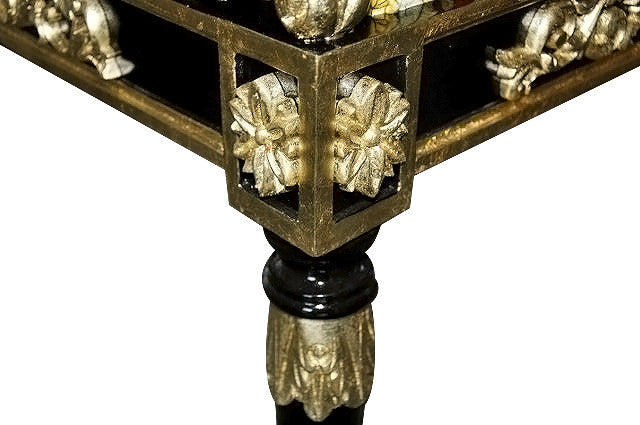 Breakfast Dining Custom Vanitas Round Table Set For 6 - Armchair in Versace Red Double Lion Velvet Fabric