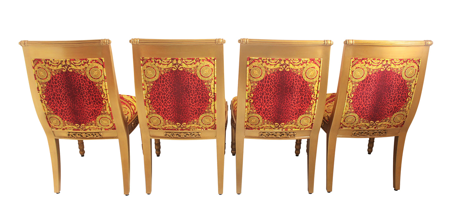 Side Chair Custom Vanitas Chair in Versace Barocco Leopard Red Velvet Fabric