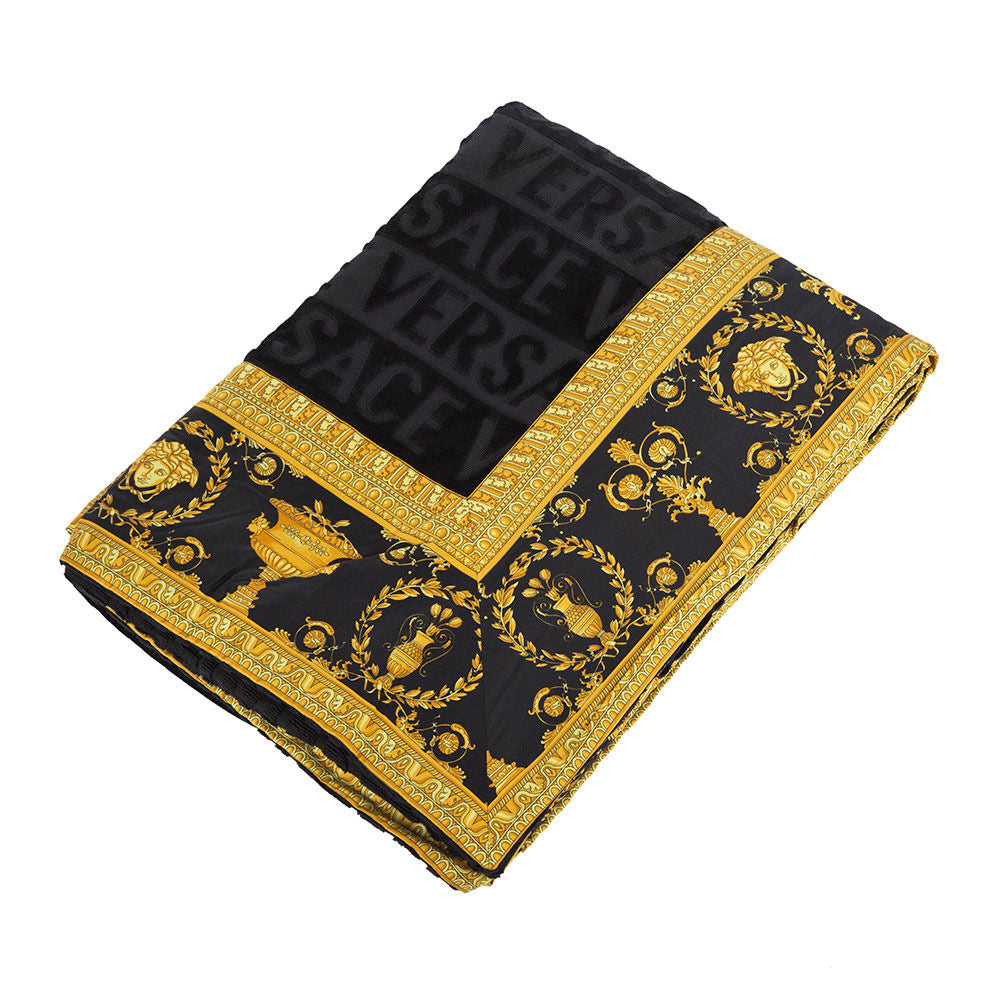 Versace Baroque & Jacquard Medusa Beach/Bath Towel Black- 195 cm x 145 cm