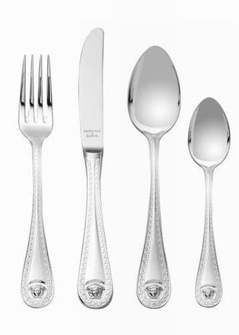 Versace Rosenthal Silver Medusa Cutlery 24-Pc. Set With Cutlery Wooden Box