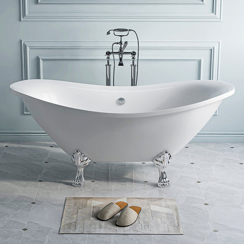 Free Standing Classic White Claw Footed Bathtub - Gold Or Silver Claw Foot