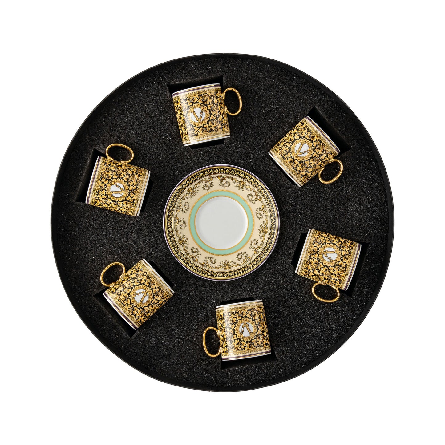 Versace Barocco Mosaic Espresso Cup & Saucer Set For 6