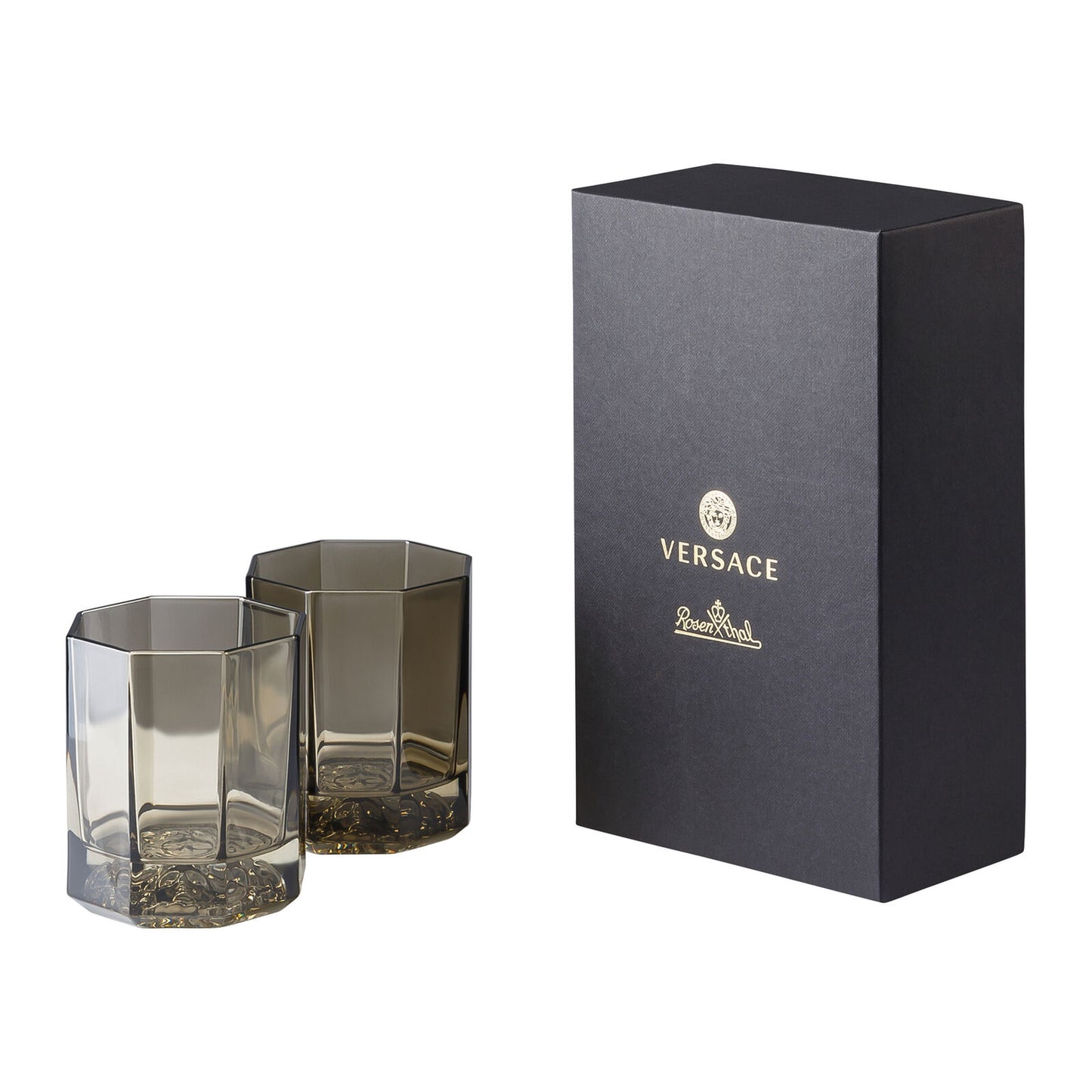 Versace Medusa Lumiere Haze Whiskey Glasses - Pair