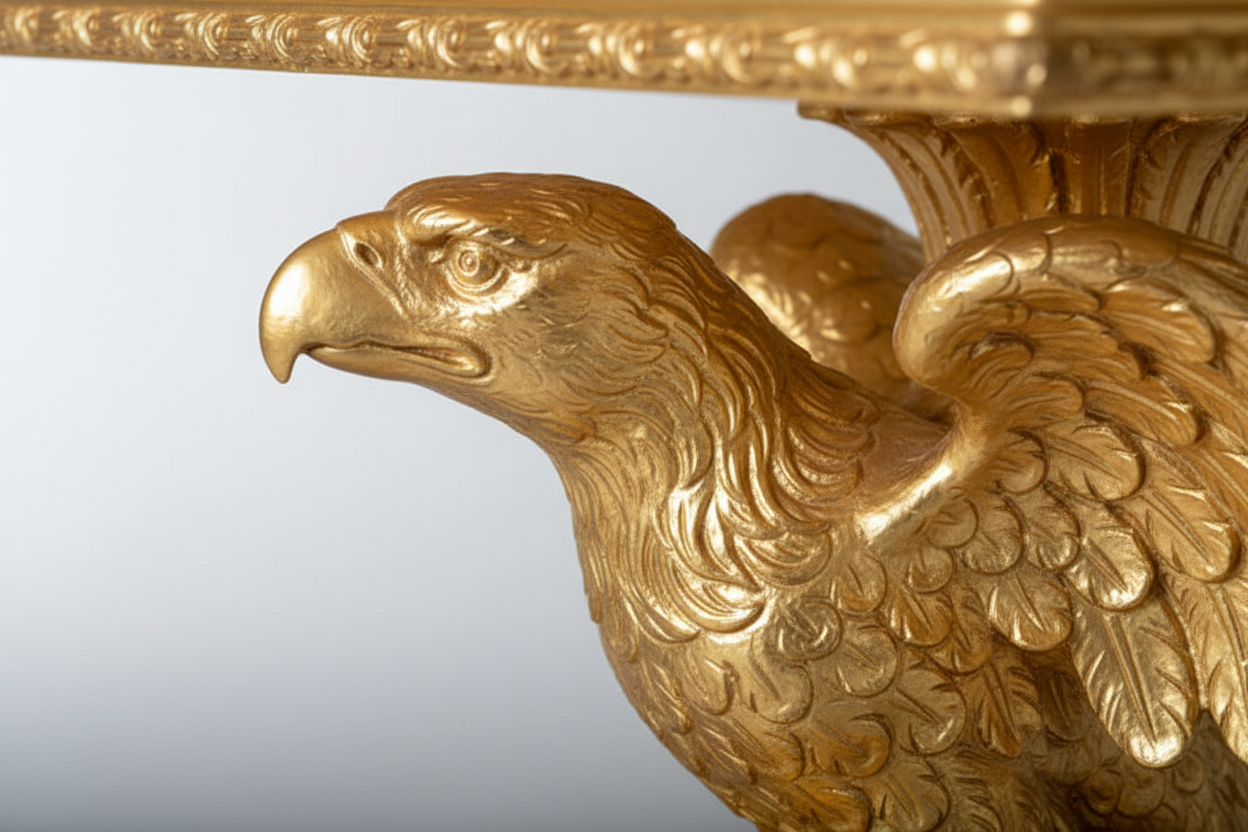 Luxury Gold Eagle Console Table — Eagle Head & Wing Detail Left