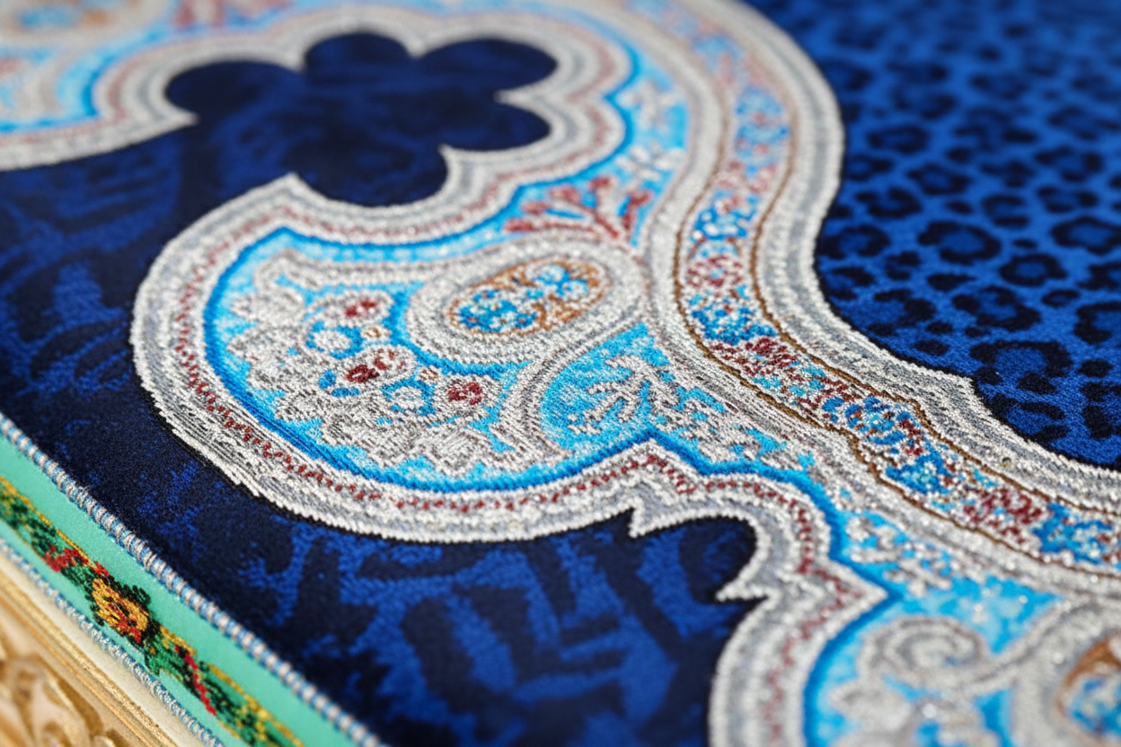 Vanitas Blue Medusa Loveseat — Versace Fabric Detail