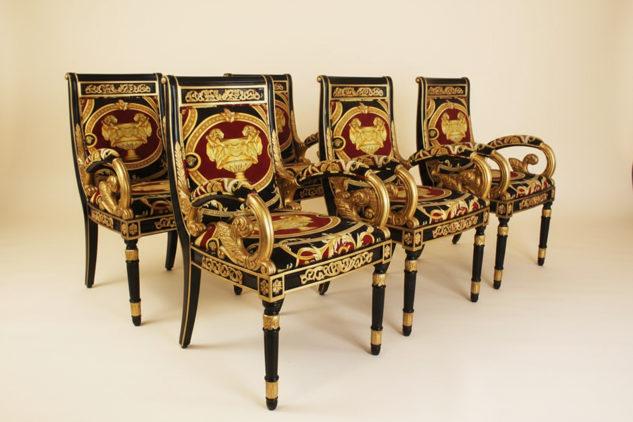 Vanitas Dining Armchairs — Enhanced Angled View No Pillows