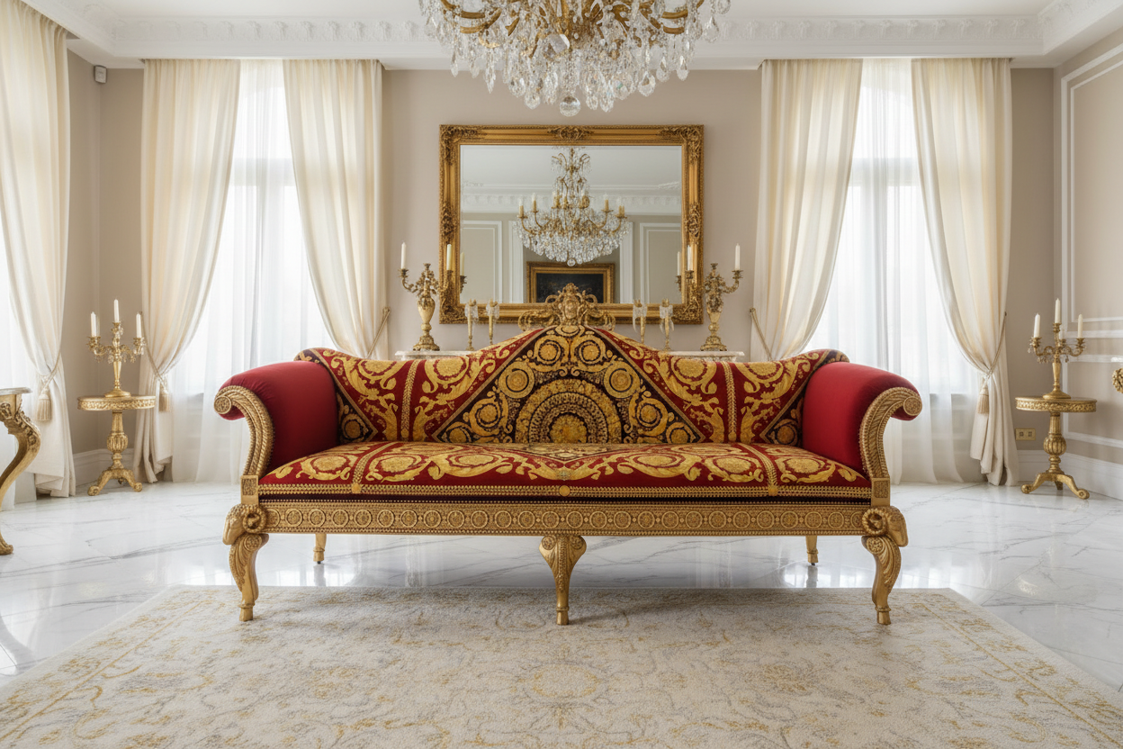Versace Barocco Red Sofa Lifestyle