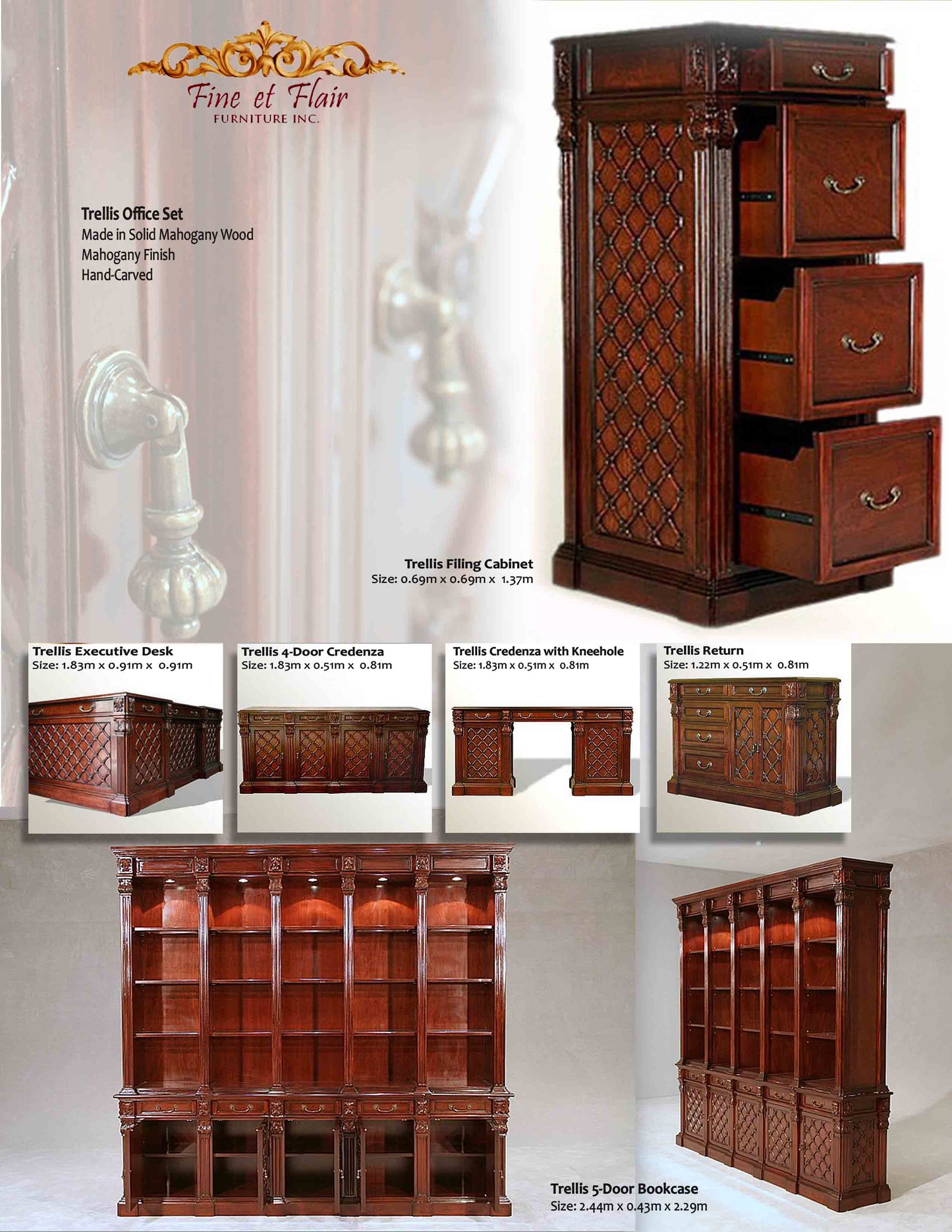 Office Regency Trellis  Executive Desk In Mahogany Finish