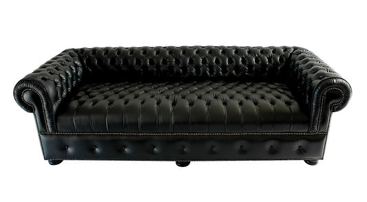 Sofa 3-Seater Sofa In Black Genuine Leather