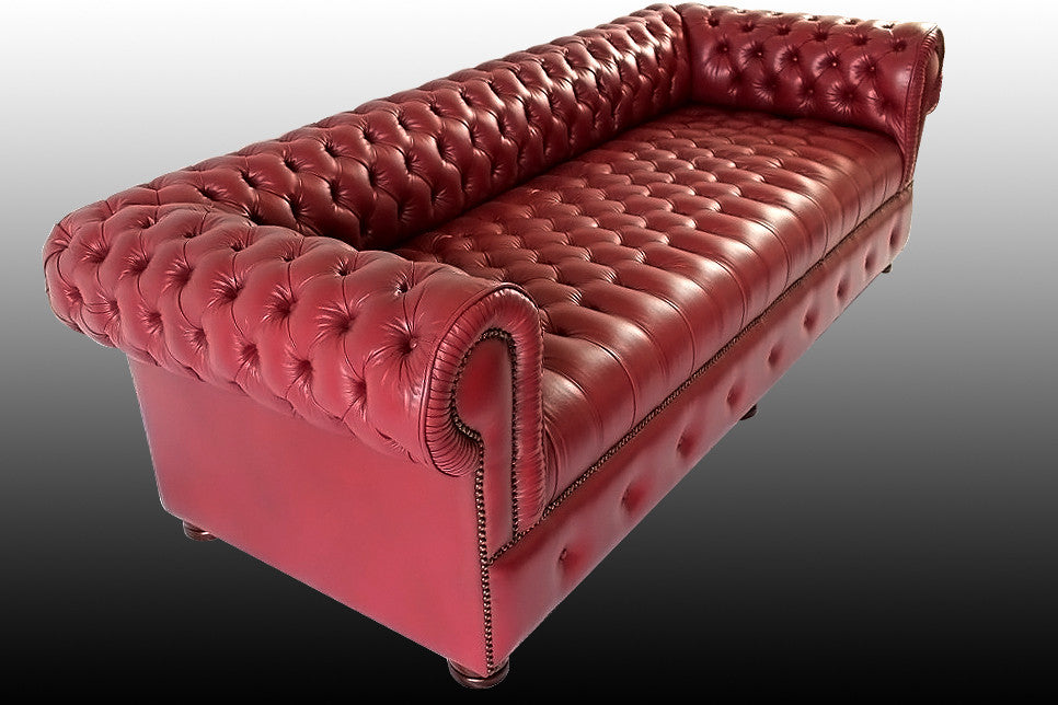 Chesterfield 3-Seater Sofa in  Burgundy Genuine Leather