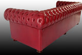 Chesterfield 3-Seater Sofa in  Burgundy Genuine Leather
