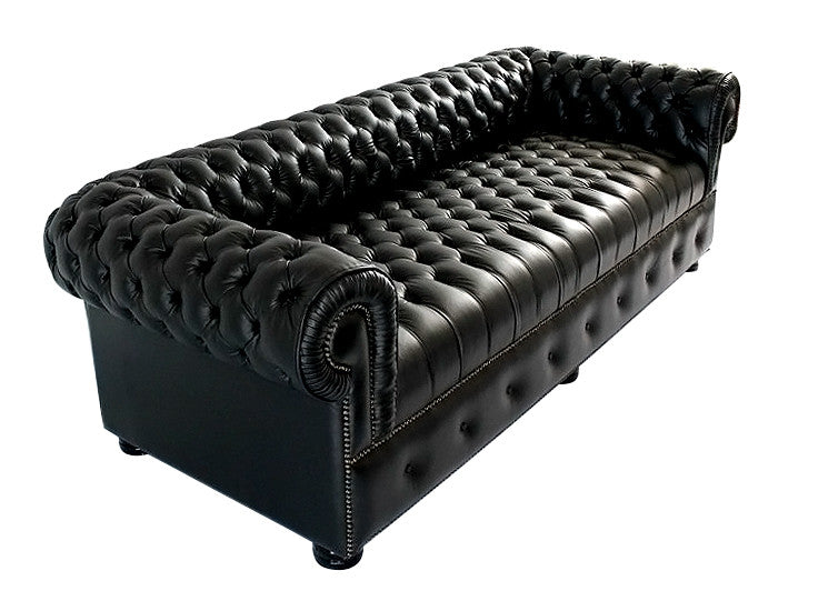 Sofa 3-Seater Sofa In Black Genuine Leather