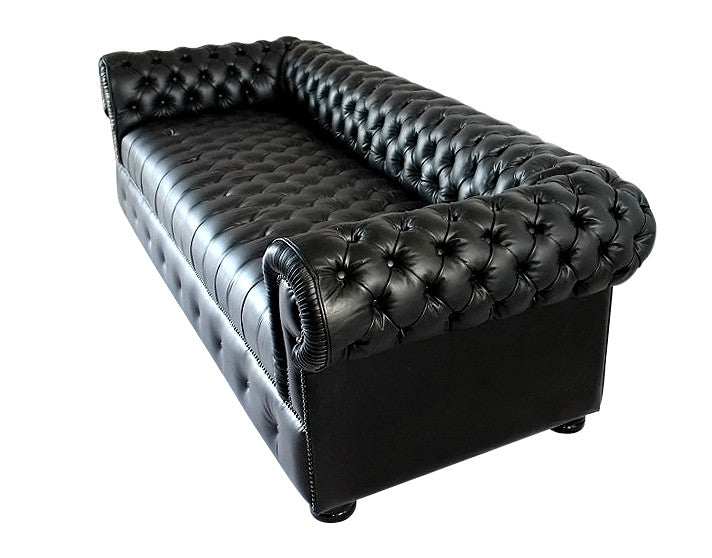 Sofa 3-Seater Sofa In Black Genuine Leather