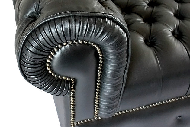 Sofa 3-Seater Sofa In Black Genuine Leather