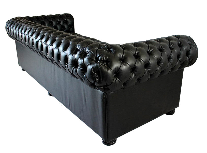 Sofa 3-Seater Sofa In Black Genuine Leather