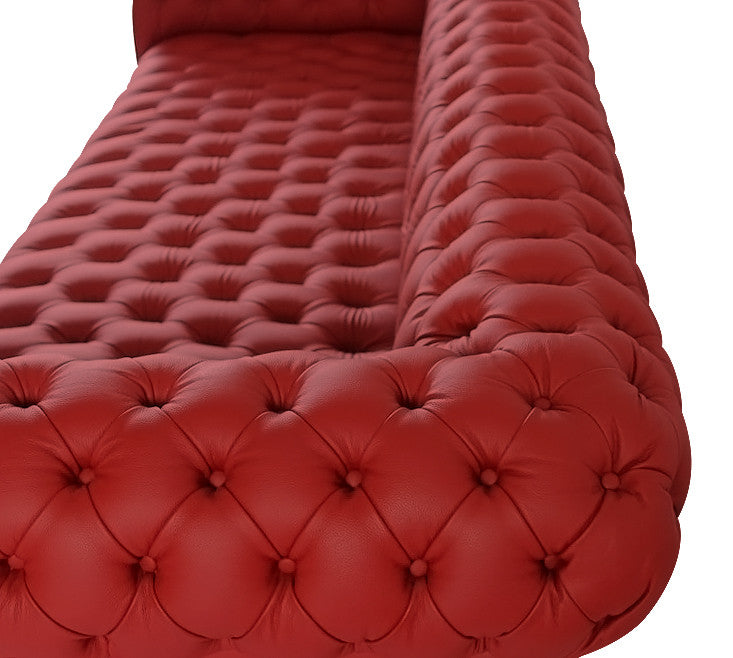 Sofa 3-Seater in Red Genuine Leather