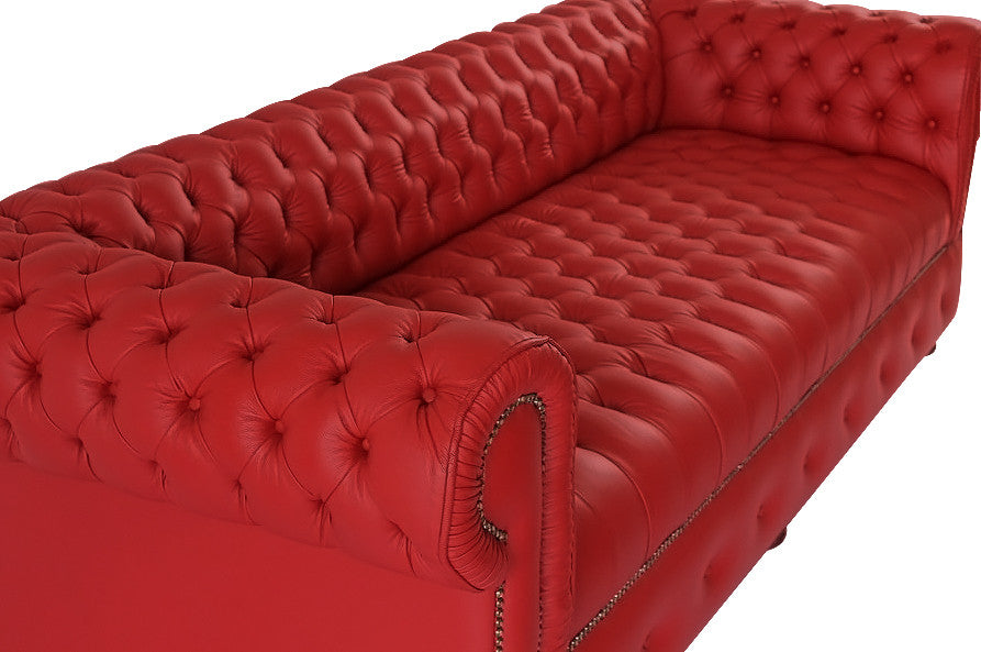 Sofa 3-Seater in Red Genuine Leather