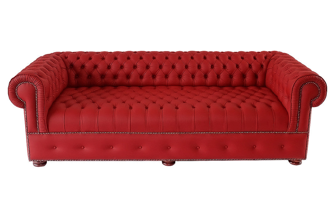 Sofa 3-Seater in Red Genuine Leather