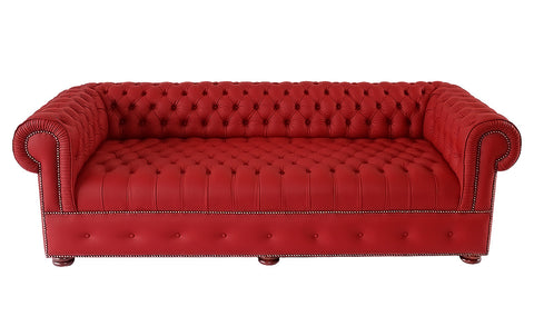 Sofa 3-Seater in Red Genuine Leather