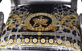 PAIR Luxury Custom Luxury Armchair Covered In Versace Vanity Wild Crown Velvet Fabric-Same Pattern On Outer Back Seat