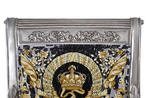 Versace Vanitas Custom Arm Chair Covered In Versace Vanity Wild Crown Velvet Fabric-Same Pattern On Outer Back Seat