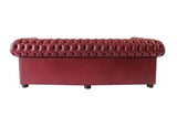Chesterfield 3-Seater Sofa in  Burgundy Genuine Leather