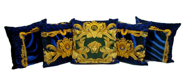 Throw Pillow Covers Custom-Made In Versace DV Blue Wild Animal Print 9-Piece Set