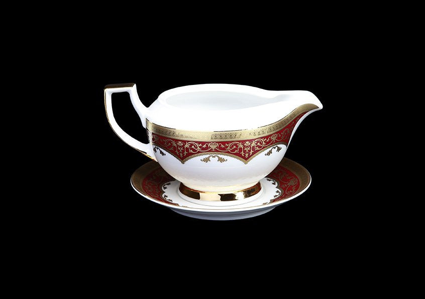Porcelain Dinnerware In Empire Red Gold 26-Piece Set