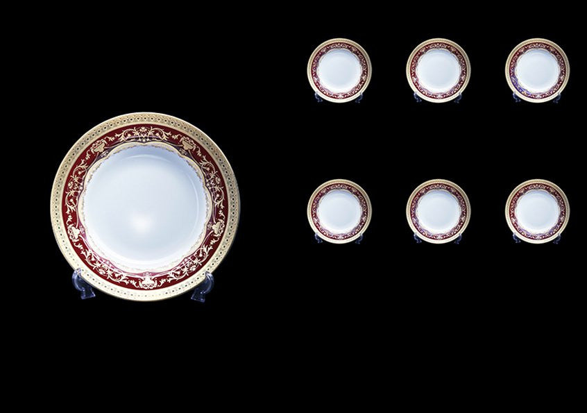 Porcelain Dinnerware In Empire Red Gold 26-Piece Set