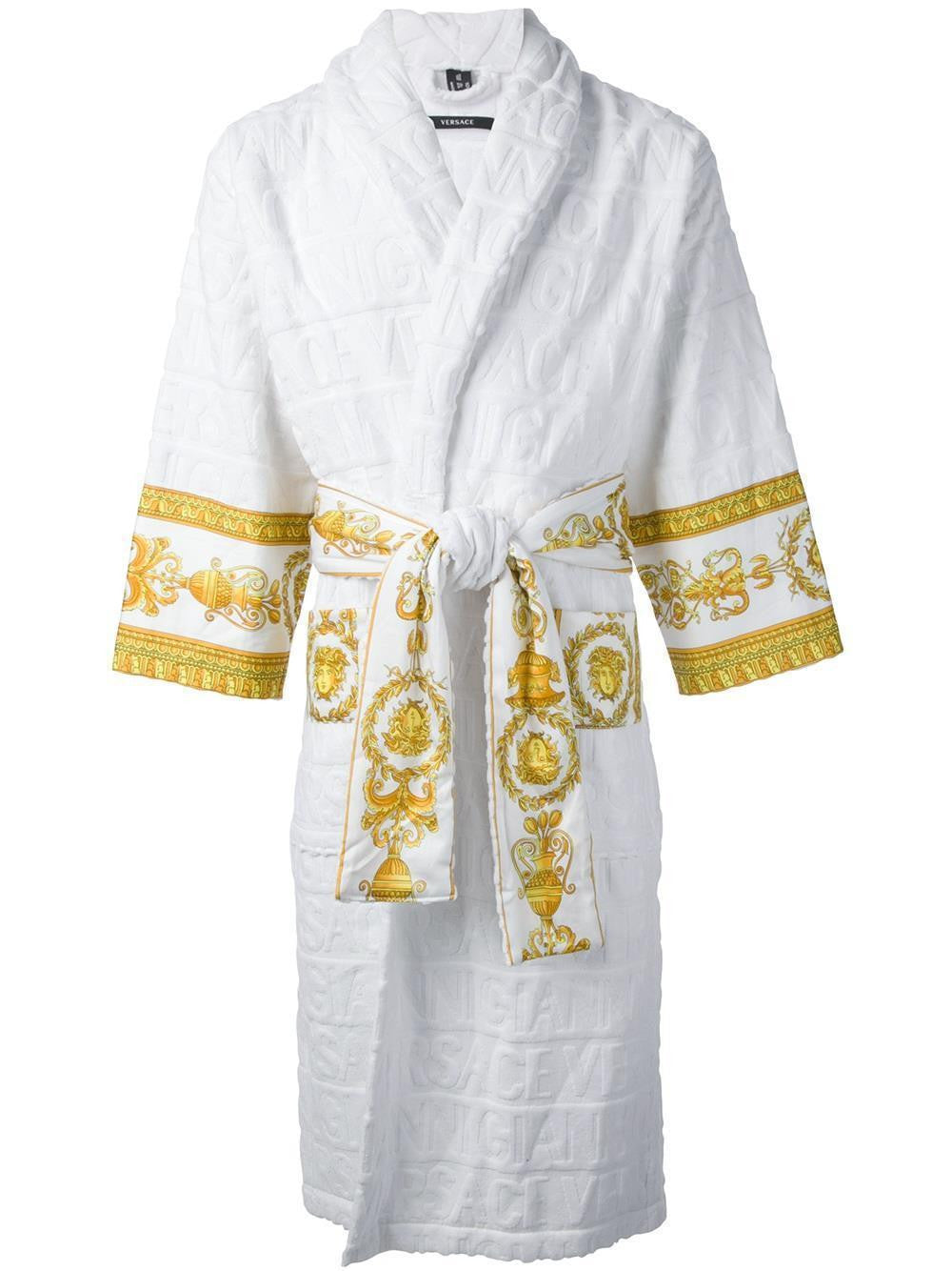 Versace Baroque & Robe Medusa Bathrobe - White Gold - Large