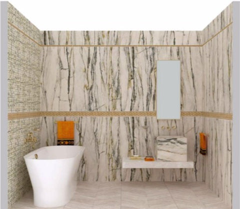 Bathroom Tiles - Versace Tiles & Sink - Project Gold